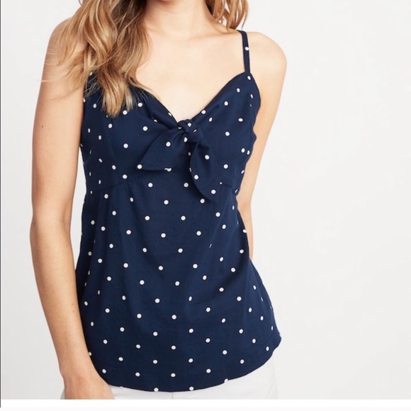 Old Navy Tops - Old Navy polka dot navy tie tank top size L